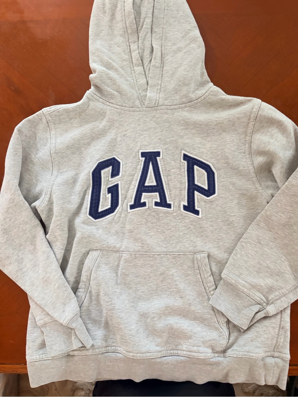 GAP Heather Gray Hoodie with Navy Logo